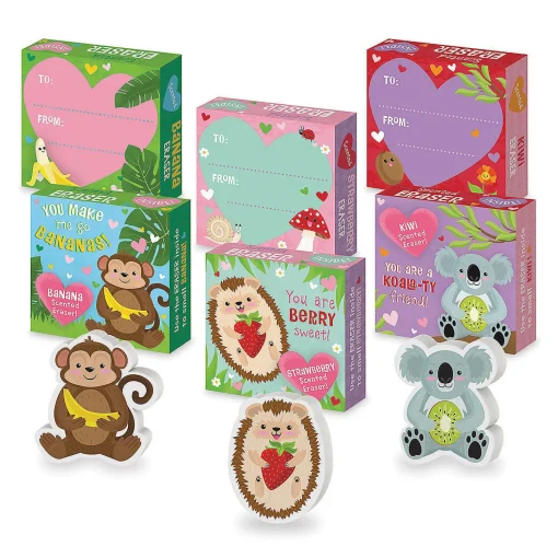 Scented Erasers With Valentine's Day Card Box For 28