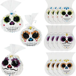 6 3/4" X 9 1/4" Day Of The Dead Cellophane Bags - 12 Pc.