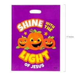 12 1/2" X 17" Bulk 50 Pc. Christian Pumpkin Trick-Or-Treat Plastic Goody Bags