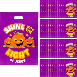 12 1/2" X 17" Bulk 50 Pc. Christian Pumpkin Trick-Or-Treat Plastic Goody Bags
