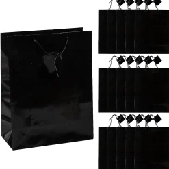 10 1/2" X 13" Large Black Gift Bags - 12 Pc.
