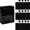 7 1/2" X 9" Medium Black Paper Gift Bags - 12 Pc.