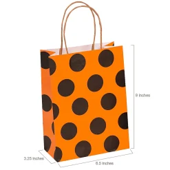 6 1/2" X 4" Medium Halloween Pattern Kraft Paper Gift Bags - 12 Pc.