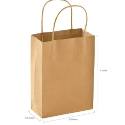 6 1/2" X 9" Medium Kraft Paper Gift Bags - 12 Pc.