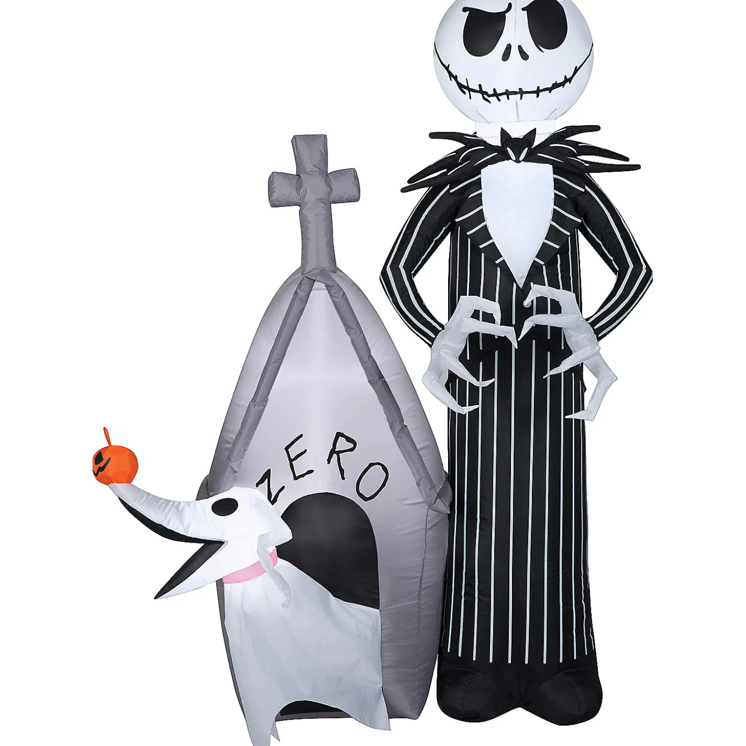 60" Blow Up Inflatable Nightmare Before Christmas Jack Skellington & Zero With House Outdoor Halloween Yard Decoration