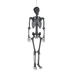 5 Ft. Life-Size Posable Black Skeleton Halloween Decoration