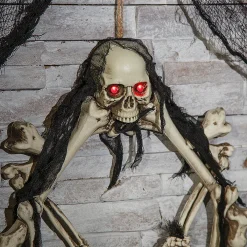 16.5" Lightup Skeleton Halloween Wreath