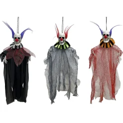 18" Skeleton Clown Hanging Decorations - Set Of 3