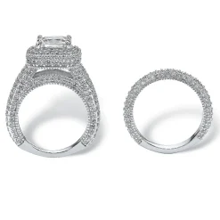 5.08 Tcw Cz Two-Piece Halo Bridal Set