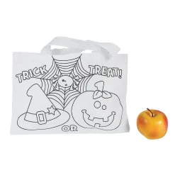10" X 7" Bulk 50 Pc. Color Your Own Medium Halloween Friends Trick-Or-Treat Canvas Tote Bags