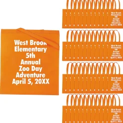 15 X 17 Bulk 144 Pc. Personalized Large Orange Nonwoven Tote Bags