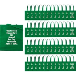 15" X 17" Bulk 300 Pc. Personalized Large Green Nonwoven Tote Bags