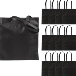 15" X 17" Large Black Tote Bags - 12 Pc.