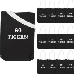 10" X 12" Personalized Medium Black Canvas Tote Bags - 12 Pc.