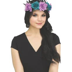 Adults Fantasy Fairy Floral Crown - Black And Purple