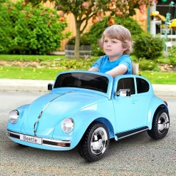 Aosom Licensed Volkswagen Beetle 6V Ride On W/Remote Control Mp3 Connection 3-6Yr Blue