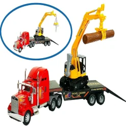 Big Daddy Big Rig Heavy Duty Tractor Trailer Transport Flat Bed & Excavator