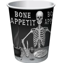 Bone Appetit Smiling Skeleton Halloween Paper Cups - 8 Pc.