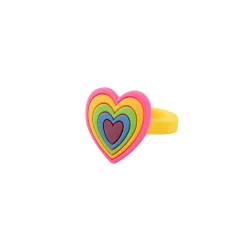 Bright Rainbow Heart Rings - 12 Pc.