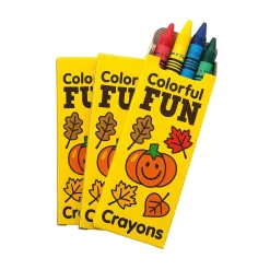 Bulk 48 Boxes Fall Crayons - 4 Colors Per Box