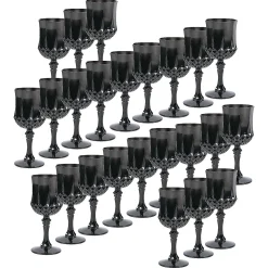 Bulk 48 Ct. Black Patterned Plastic Wine Glasses