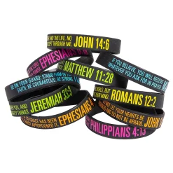 Bulk 100 Pc. Bible Verse Rubber Bracelets