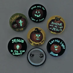 Bulk 48 Pc. Christian Pumpkin Glow-In-The-Dark Mini Buttons