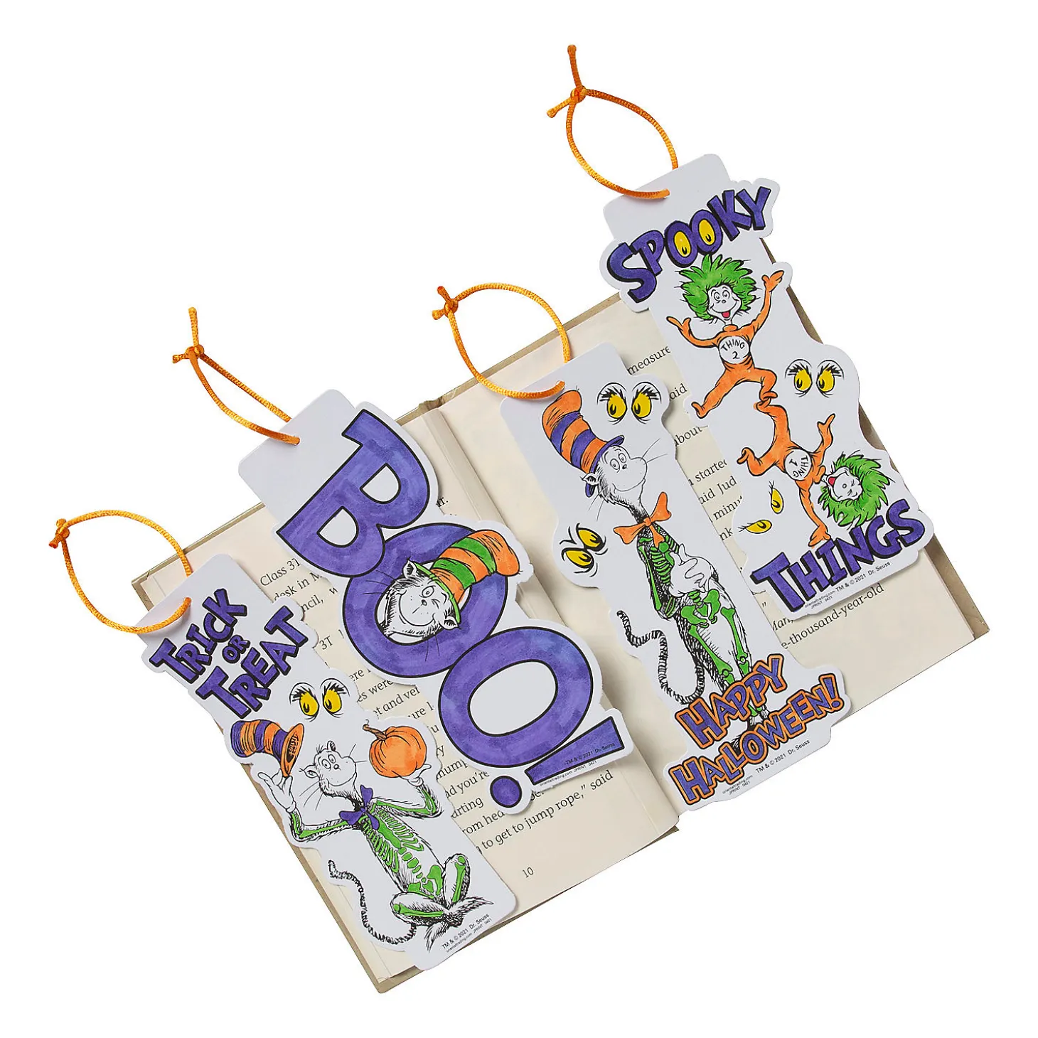 Bulk 48 Pc. Color Your Own Dr. Seuss™ The Cat In The Hat™ Halloween Bookmarks