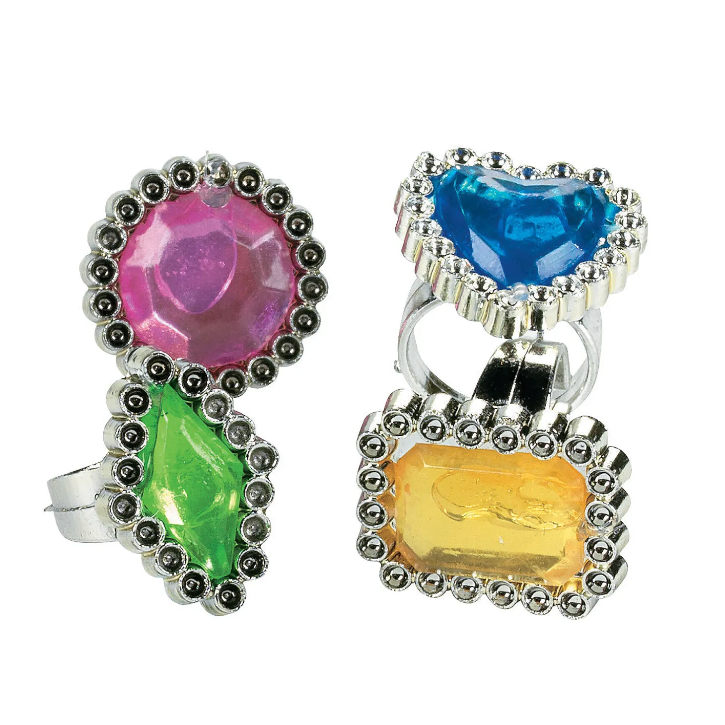 Bulk 72 Pc. Colorful Rhinestone Rings