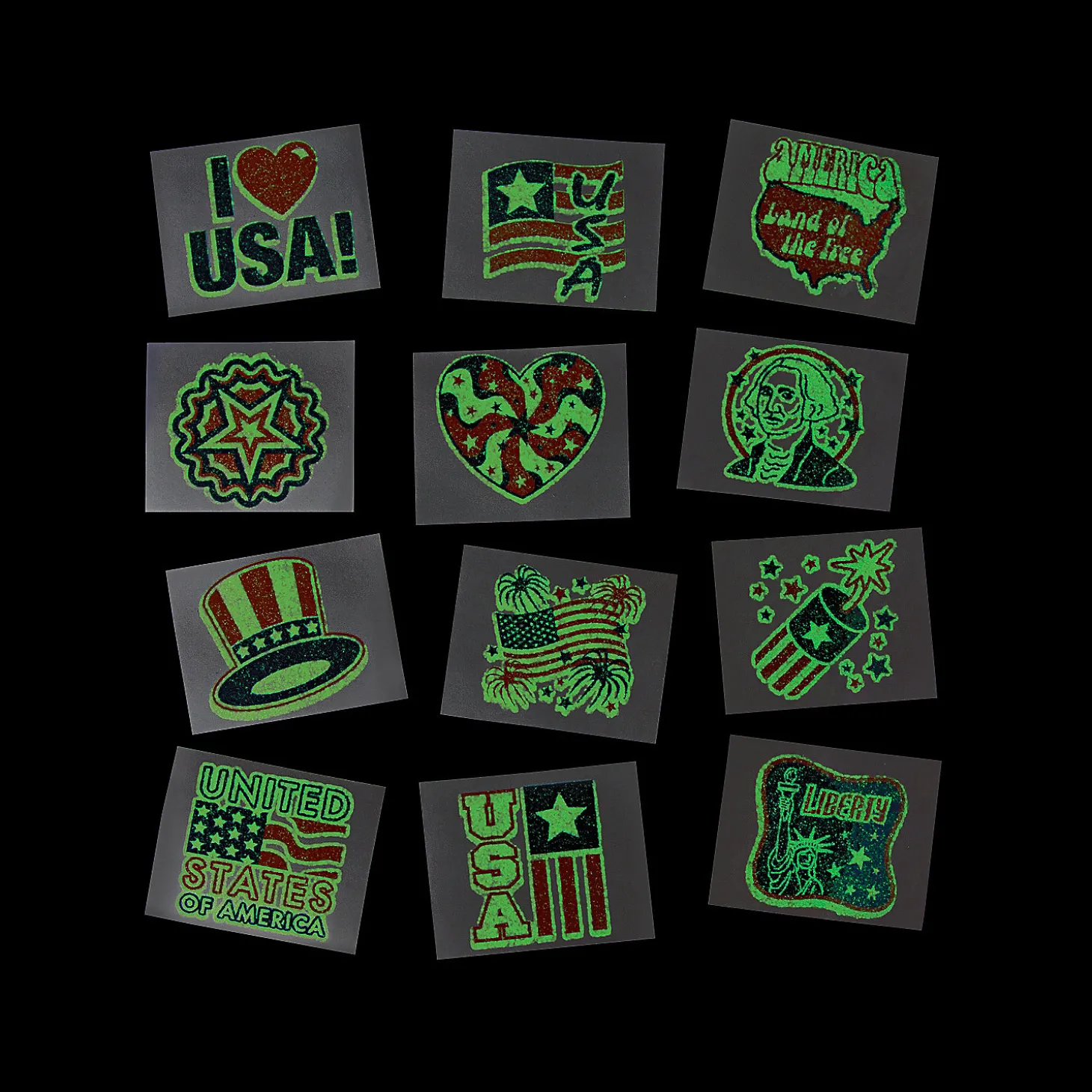 Bulk 72 Pc. Glow-In-The-Dark Patriotic Temporary Tattoos
