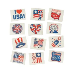 Bulk 72 Pc. Glow-In-The-Dark Patriotic Temporary Tattoos