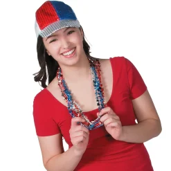 Bulk 48 Pc. Metallic Patriotic Usa Mardi Gras Bead Necklaces