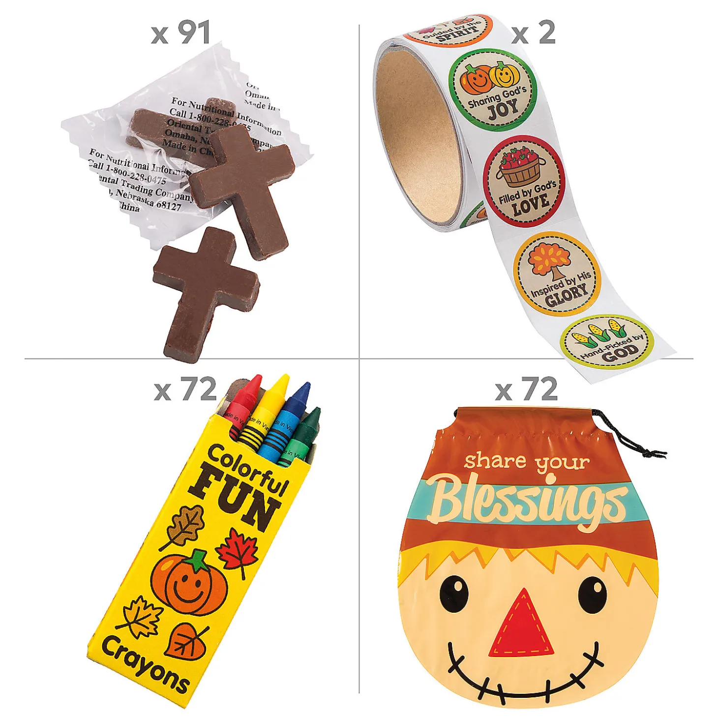 Bulk 435 Pc. Religious Fall Scarecrow Goody Bag Kit For 72