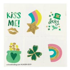 Bulk 72 Pc. St. Patrick's Day Foil Temporary Tattoos