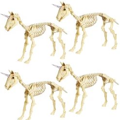 Bulk Unicorn Skeleton Halloween Decorations - 4 Pc.