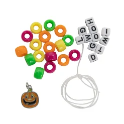 Christian Pumpkin Pony Bead Bracelet Craft Kit - Makes 12