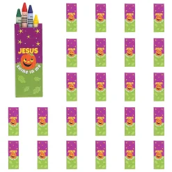 4-Color Christian Pumpkin Crayons - 24 Boxes