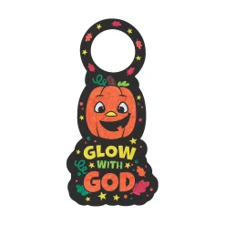 Color Your Own Fuzzy Christian Pumpkin Doorknob Hangers - 12 Pc.