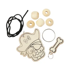 Color Your Own Spooky Pirate Wood Key Chains Craft Kit - Makes 12