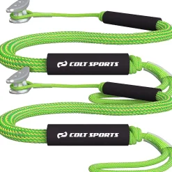Colt Sports 2 Pack Bungee Dock Lines Mooring Rope For Boats - Green & Yellow 5 Feet - Marine Rope, Elastic Boat, Jet Ski, With Secure Stainless Steel Hooks