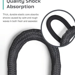 Colt Sports 2 Pack Bungee Dock Lines Mooring Rope For Boats - Blue, White And Black 7 Feet - Marine Rope, Elastic Boat, Jet Ski Secure Stainless Steel Hooks