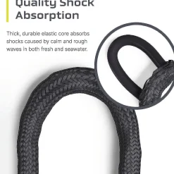 Colt Sports Bungee Dock Lines Mooring Rope For Boats - Black 7 Feet - Marine Rope, Elastic Boat, Jet Ski, And Dock Line With Secure Stainless Steel Hooks