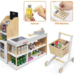 Costway Grocery Store Playset Pretend Play Supermarket Shopping Set With Shopping Cart
