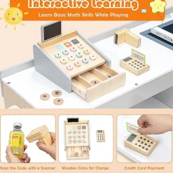 Costway Grocery Store Playset Pretend Play Supermarket Shopping Set With Shopping Cart