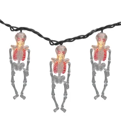 10Ct Skeleton Halloween Lights - 7.5Ft Black Wire