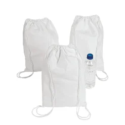 Diy Medium White Canvas Drawstring Bags - 12 Pc.