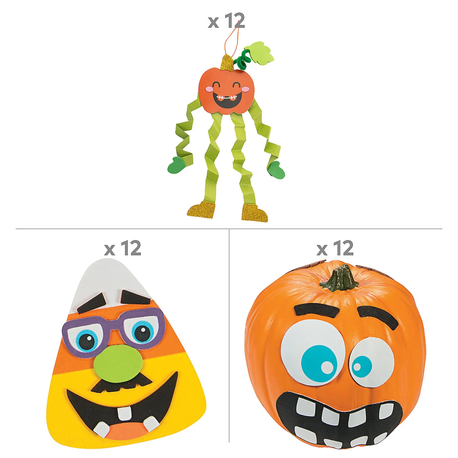 Funny Face Pumpkin Craft Kit Assortment - Makes 36