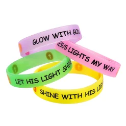 Glow-In-The Dark Christian Pumpkin Bracelets - 12 Pc.