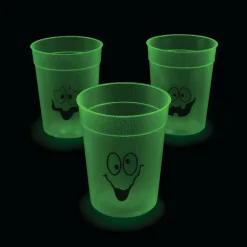 Glow-In-The-Dark Spooky Face Halloween Bpa-Free Plastic Cups - 12 Ct.