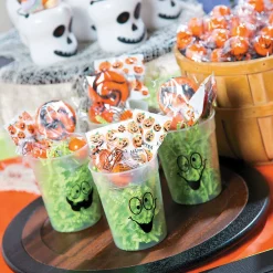 Glow-In-The-Dark Spooky Face Halloween Bpa-Free Plastic Cups - 12 Ct.